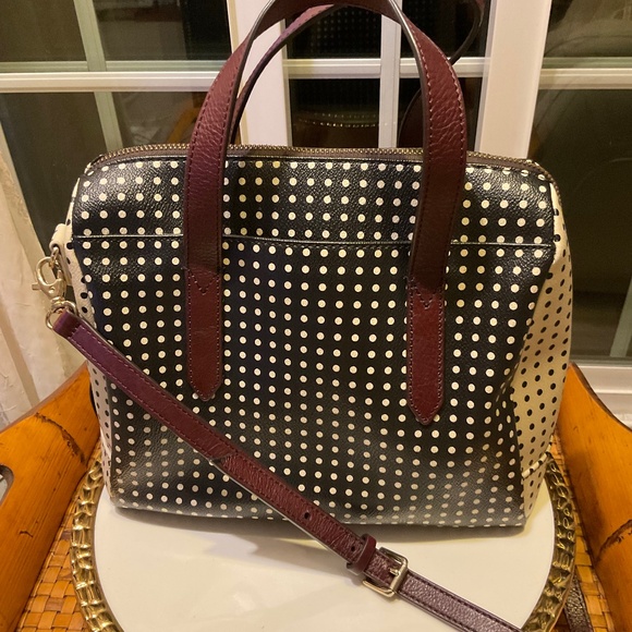 Fossil Sydney Satchel Polka Dot Leather Bag NWOT - Picture 1 of 6